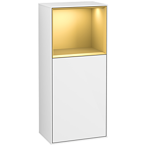 Villeroy et Boch Finion armoire latérale G500HFGF 41.8x93.6cm, gauche, émotion, étagère au-dessus de l&#39;or mat, laqué blanc brillant