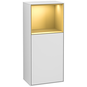 Villeroy et Boch Finion armoire latérale G500HFMT 41.8x93.6cm, gauche, émotion, étagère au-dessus de l&#39;or mat, laqué blanc mat