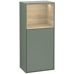 Villeroy and Boch Finion side cabinet G500PCGM 41.8x93.6cm, left, emotion, shelf above Oak Veneer , Olive Matt Lacquer