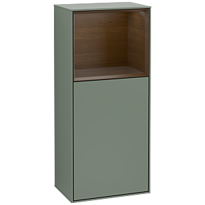 Villeroy and Boch Finion side cabinet G510GNGM 41.8x93.6cm, right, emotion, shelf above Walnut Veneer , Olive Matt Lacquer