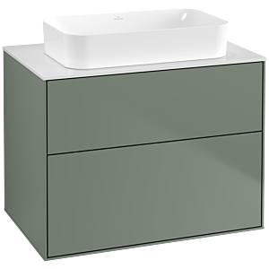 Villeroy und Boch Finion Waschtischunterschrank G63100GM 80x60,3x50,1mm, Wandbeleuchtung, Glass White Matt, Olive Matt Lacquer