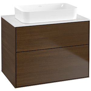 Villeroy und Boch Finion Waschtischunterschrank G63100GN 80x60,3x50,1mm, Wandbeleuchtung, Glass White Matt, Walnut veneer