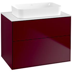 Villeroy und Boch Finion Waschtischunterschrank G63100HB 80x60,3x50,1mm, Wandbeleuchtung, Glass White Matt, Peony Matt