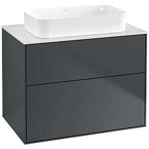 Villeroy und Boch Finion Waschtischunterschrank G63100HG 80x60,3x50,1mm, Wandbeleuchtung, Glass White Matt, Midnight Blue Matt Lacquer
