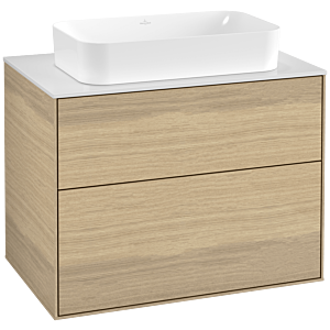 Villeroy und Boch Finion Waschtischunterschrank G63100PC 80x60,3x50,1mm, Wandbeleuchtung, Glass White Matt, Oak Veneer