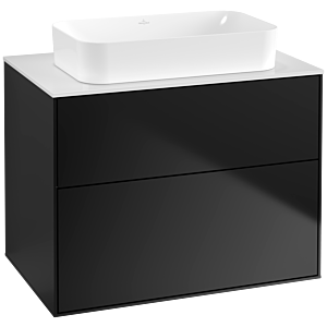 Villeroy und Boch Finion Waschtischunterschrank G63100PD 80x60,3x50,1mm, Wandbeleuchtung, Glass White Matt, Black matt lacquer