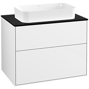 Villeroy und Boch Finion Waschtischunterschrank G63200GF 80x60,3x50,1mm, Wandbeleuchtung, Glass Black Matt, Glossy white lacquer