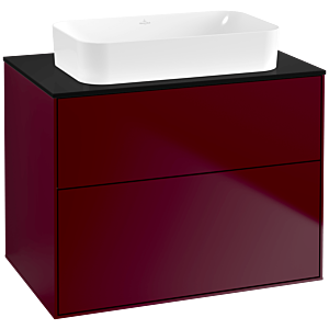 Villeroy und Boch Finion Waschtischunterschrank G63200HB 80x60,3x50,1mm, Wandbeleuchtung, Glass Black Matt, Peony Matt