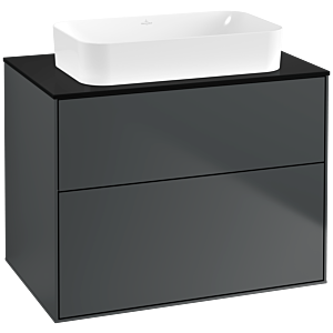 Villeroy und Boch Finion Waschtischunterschrank G63200HG 80x60,3x50,1mm, Wandbeleuchtung, Glass Black Matt, Midnight Blue Matt Lacquer