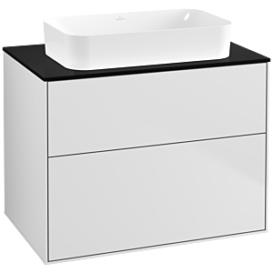 Villeroy und Boch Finion Waschtischunterschrank G63200MT 80x60,3x50,1mm, Wandbeleuchtung, Glass Black Matt, White matt lacquer