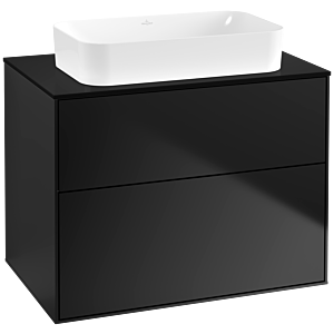Villeroy und Boch Finion Waschtischunterschrank G63200PD 80x60,3x50,1mm, Wandbeleuchtung, Glass Black Matt, Black matt lacquer