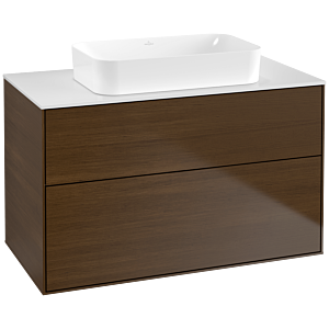Villeroy und Boch Finion Waschtischunterschrank G64100GN 100x60,3x50,1mm, Wandbeleuchtung, Glass White Matt, Walnut veneer