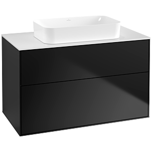 Villeroy und Boch Finion Waschtischunterschrank G64100PD 100x60,3x50,1mm, Wandbeleuchtung, Glass White Matt, Black matt lacquer