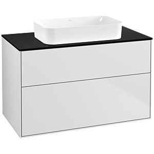 Villeroy und Boch Finion Waschtischunterschrank G64200MT 100x60,3x50,1mm, Wandbeleuchtung, Glass Black Matt, White matt lacquer