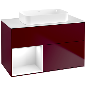 Villeroy et Boch Finion Villeroy et Boch G651GFHB 100x60.3x50.1cm, étagère à gauche Laque blanc brillant, Peony Matt
