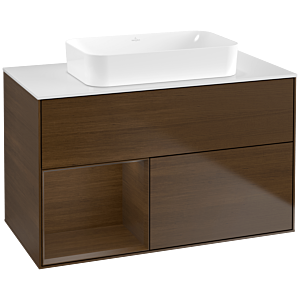 Villeroy und Boch Finion Waschtischunterschrank G651GNGN 100x60,3x50,1cm, Regal links Walnut veneer, Walnut veneer