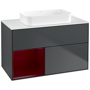 Villeroy und Boch Finion Waschtischunterschrank G651HBHG 100x60,3x50,1cm, Regal links Peony, Midnight Blue Matt Lacquer