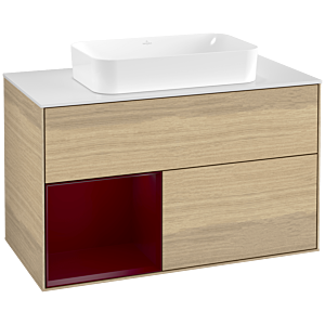 Villeroy und Boch Finion Waschtischunterschrank G651HBPC 100x60,3x50,1cm, Regal links Peony, Oak Veneer