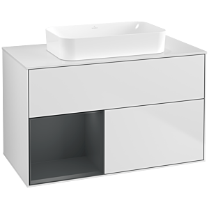 Villeroy et Boch Finion Villeroy et Boch G651HGMT 100x60.3x50.1cm, étagère à gauche Midnight Blue Matt Lacquer , laqué blanc mat