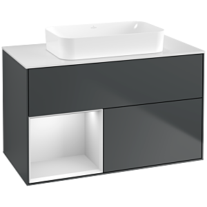 Villeroy et Boch Finion Villeroy et Boch G651MTHG 100x60.3x50.1cm, étagère gauche laqué blanc mat, Midnight Blue Matt Lacquer