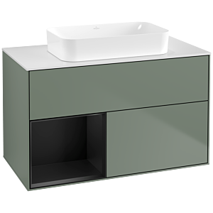 Villeroy and Boch Finion Villeroy and Boch Finion G651PDGM 100x60.3x50.1cm, shelf left black matt lacquer, Olive Matt Lacquer