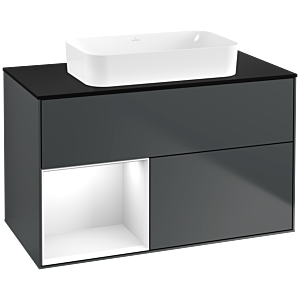 Villeroy und Boch Finion Waschtischunterschrank G652GFHG 100x60,3x50,1cm, Regal links Glossy white lacquer, Midnight Blue Matt Lacquer