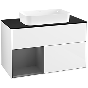Villeroy and Boch Finion Villeroy and Boch Finion G652GKGF 100x60.3x50.1cm, shelf left anthracite matt, glossy white lacquer