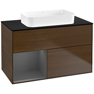 Villeroy et Boch Finion Villeroy et Boch G652GKGN 100x60.3x50.1cm, étagère gauche anthracite mat, placage noyer
