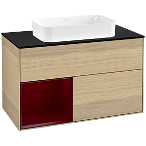Villeroy und Boch Finion Waschtischunterschrank G652HBPC 100x60,3x50,1cm, Regal links Peony, Oak Veneer