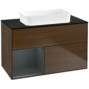 Villeroy and Boch Finion Villeroy and Boch Finion G652HGGN 100x60.3x50.1cm, shelf on the left Midnight Blue Matt Lacquer , Walnut veneer