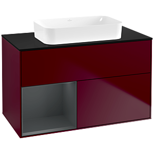 Villeroy und Boch Finion Waschtischunterschrank G652HGHB 100x60,3x50,1cm, Regal links Midnight Blue Matt Lacquer, Peony Matt