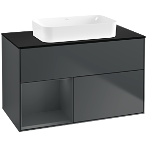Villeroy und Boch Finion Waschtischunterschrank G652HGHG 100x60,3x50,1cm, Regal links Midnight Blue Matt Lacquer, Midnight Blue Matt Lacquer