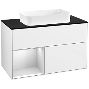 Villeroy und Boch Finion Waschtischunterschrank G652MTGF 100x60,3x50,1cm, Regal links White matt lacquer, Glossy white lacquer