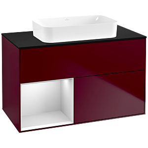 Villeroy und Boch Finion Waschtischunterschrank G652MTHB 100x60,3x50,1cm, Regal links White matt lacquer, Peony Matt