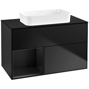 Villeroy und Boch Finion Waschtischunterschrank G652PDPD 100x60,3x50,1cm, Regal links Black matt lacquer, Black matt lacquer