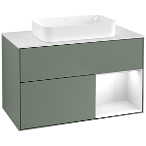 Villeroy and Boch Finion Villeroy and Boch Finion G661GFGM 100x60.3x50.1cm, shelf on the right Glossy white lacquer, Olive Matt Lacquer