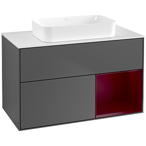 Villeroy und Boch Finion Waschtischunterschrank G661HBGK 100x60,3x50,1cm, Regal rechts Peony, Anthracite matt