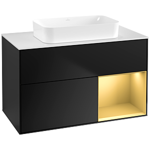 Villeroy und Boch Finion Waschtischunterschrank G661HFPD 100x60,3x50,1cm, Regal rechts Gold matt, Black matt lacquer