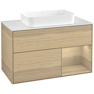 Villeroy und Boch Finion Waschtischunterschrank G661PCPC 100x60,3x50,1cm, Regal rechts Oak Veneer, Oak Veneer