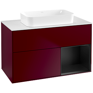 Villeroy und Boch Finion Waschtischunterschrank G661PDHB 100x60,3x50,1cm, Regal rechts Black matt lacquer, Peony Matt
