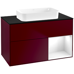 Villeroy und Boch Finion Waschtischunterschrank G662GFHB 100x60,3x50,1cm, Regal rechts Glossy white lacquer, Peony Matt