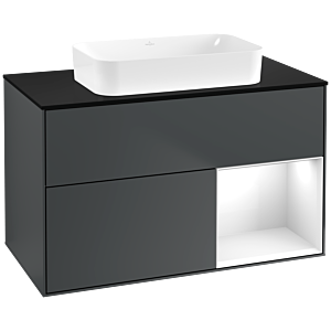 Villeroy und Boch Finion Waschtischunterschrank G662GFHG 100x60,3x50,1cm, Regal rechts Glossy white lacquer, Midnight Blue Matt Lacquer