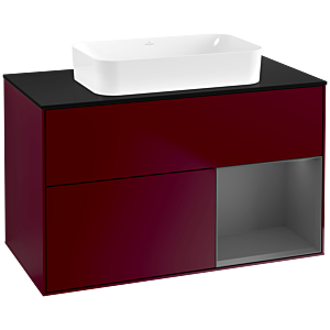 Villeroy und Boch Finion Waschtischunterschrank G662GKHB 100x60,3x50,1cm, Regal rechts Anthracite matt, Peony Matt