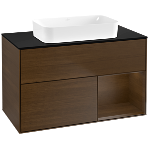 Villeroy und Boch Finion Waschtischunterschrank G662GNGN 100x60,3x50,1cm, Regal rechts Walnut veneer, Walnut veneer