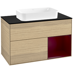 Villeroy und Boch Finion Waschtischunterschrank G662HBPC 100x60,3x50,1cm, Regal rechts Peony, Oak Veneer
