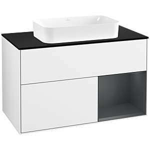 Villeroy et Boch Finion Villeroy et Boch G662HGGF 100x60.3x50.1cm, étagère à droite Midnight Blue Matt Lacquer , laqué blanc brillant