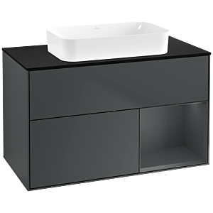 Villeroy und Boch Finion Waschtischunterschrank G662HGHG 100x60,3x50,1cm, Regal rechts Midnight Blue Matt Lacquer, Midnight Blue Matt Lacquer