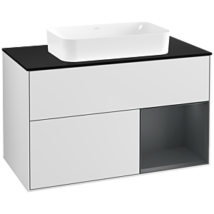 Villeroy et Boch Finion Villeroy et Boch G662HGMT 100x60.3x50.1cm, étagère à droite Midnight Blue Matt Lacquer , laqué blanc mat