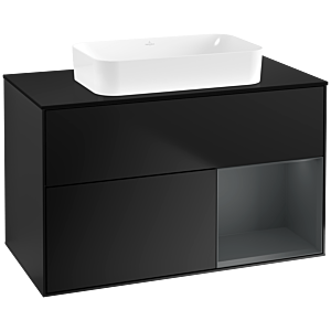 Villeroy und Boch Finion Waschtischunterschrank G662HGPD 100x60,3x50,1cm, Regal rechts Midnight Blue Matt Lacquer, Black matt lacquer
