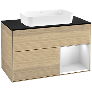 Villeroy und Boch Finion Waschtischunterschrank G662MTPC 100x60,3x50,1cm, Regal rechts White matt lacquer, Oak Veneer